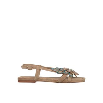 Alma En Pena Flat Strap Sandal With Flower Detail - female - ALMA EN PENA - Flat Sandals - Beige - 7 UK - Shoes