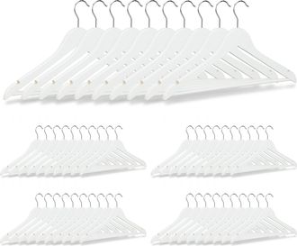 Relaxdays 50 Perchas Ropa Para Pantalones Trajes Camisas, Madera, Blanco, 23,5 X 45 X 1 Cm - Relaxdays