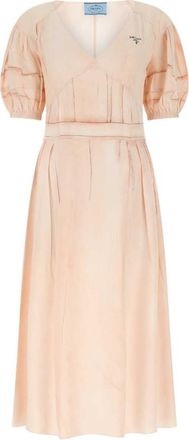 Prada Light Pink Logo-print Crepe Dress
