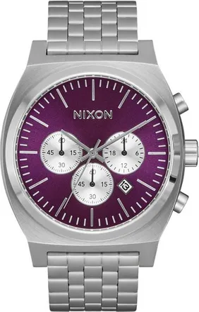 Nixon Time Teller Chrono Watch, 39mm in Silver/purple Sunray at Nordstrom