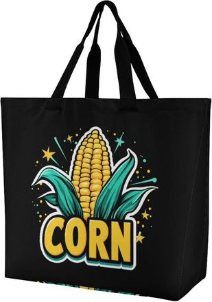Generic Corn Reusable Shopping Bags Large Capacity Grocery Bag Heavy Duty Tote for Women 40x40x16cm
