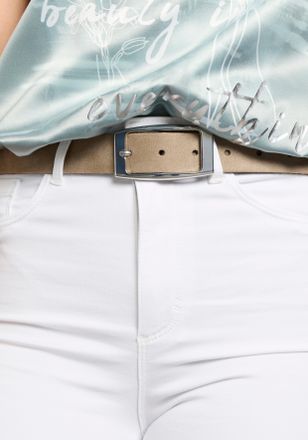 Laura Scott Lederg&uuml;rtel LAURA SCOTT, Damen, Gr. 11,5, grau (taupe), Rindsleder, unifarben, G&uuml;rtel Lederg&uuml;rtel, f&uuml;r Damen im zeitlos edlem Design aus Velour-Leder 