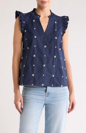 Gibsonlook Decked Out Sleeveless Top in Navy Embroidered at Nordstrom, Size Xx-Small