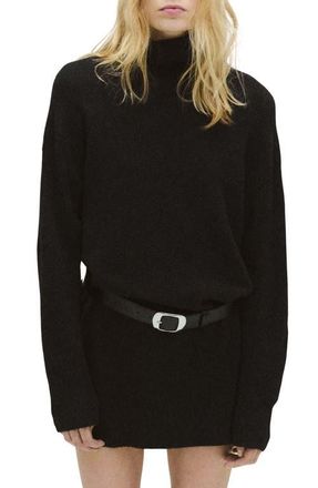 Mango Turtleneck Long Sleeve Dress in Black at Nordstrom, Size 4