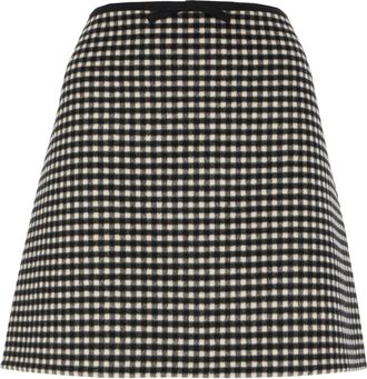 Valentino Garavani Geruite Minirok van Wol en Kasjmier - Dames - Korte rokken - Zwart - M - Wol - Rokken