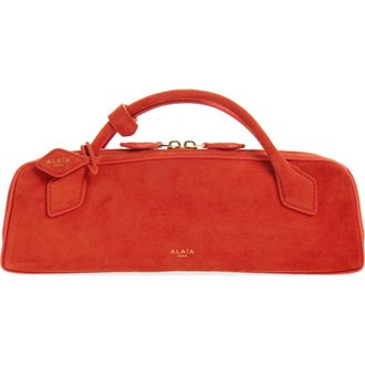 Alaia Le Teckel Suede East/West Clutch in Orange Brule at Nordstrom