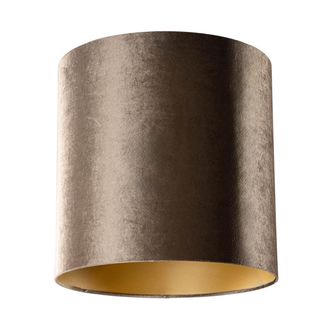QAZQA Cl&aacute;sico/antiguo Algod&oacute;n Pantalla De L&aacute;mpara De Terciopelo Marr&oacute;n Con Interior Dorado 40/40/40, Cil&iacute;ndra Apto Para L&aacute;mpara Colgante - Qazqa