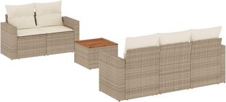 vidaXL Juego De Sof&aacute;s Jard&iacute;n Con Cojines 6 Pzas Rat&aacute;n Sint&eacute;tico Beige Vidaxl