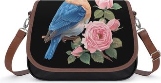 Generic Eastern Bluebird And Pretty Roses Crossbody Bags for Women Shoulder Messenger Bag Purse Handbags