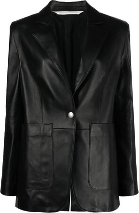 Palm Angels Leren Track Blazer - Dames - Blazers - Zwart - S - Leer - Jassen
