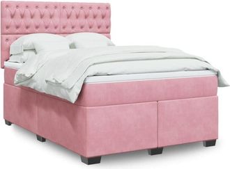 vidaXL Vidaxl - Cama Box Spring Con Colch&oacute;n Terciopelo Rosa 140x200 Cm