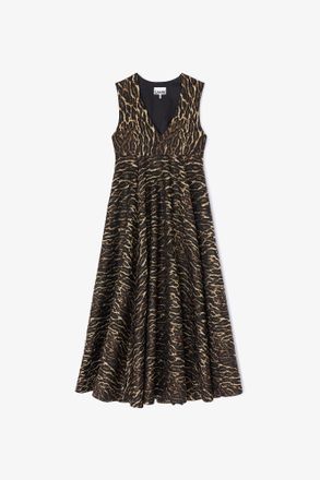 Ganni Metallic Cloque Long Dress - Size 10/12 Bronze