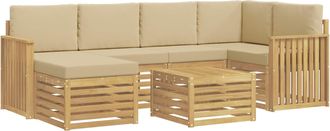 vidaXL Conjunto De Sof&aacute;s De Exterior 7 Uds. Y Beige Poli&eacute;ster Vidaxl