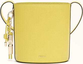Furla Roxie Bucket Bag M Mudec Yellow Yellow Textured Leather Woman
