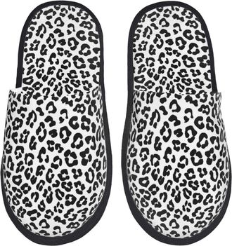 Generic Shoes White Black Leopard Fashion Anti-Skid Slippers Cotton Sliders For Big Kid Adult Indoor L