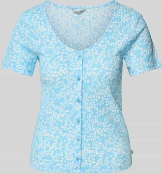 Tom Tailor Denim Regular Fit Blusenshirt mit Allover-Muster in Hellblau, Größe XS