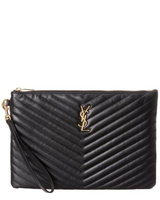 Saint Laurent Monogram Matelasse Leather Tablet Pouch
