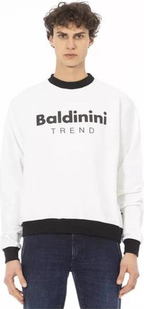 Baldinini Fleece Hoodie met Lange Mouwen - Heren - Sweatshirts - Wit - 4XL - Katoen - Hoodies & sweatvesten