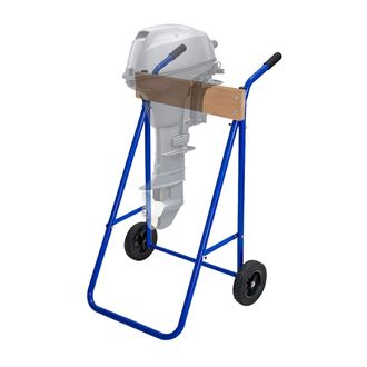 Relaxdays Relaxdays Soporte Para Motor Fueraborda, Almacenamiento Y Transporte, Eje Largo Hasta 100 Kg, Soporte De Acero, Azul