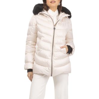 Gorski Apres-Ski Jacket With Detachable Hood Trim in Champagne/black at Nordstrom, Size Small