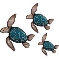 OEM 3 Adornos De Pared De Tortugas Marinas De Madera, Arte De Pared Colgante Con Tem&aacute;tica De Tortugas De Playa/oc&eacute;ano/vintage - Crezuo
