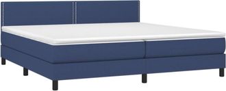 vidaXL Cama Box Spring Con Colch&oacute;n Tela Azul 200x200 Cm Vidaxl
