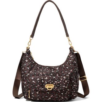 Baggallini Coastal Flip Lock Half Moon Bag in Ganache Cheetah Gold Hardware at Nordstrom