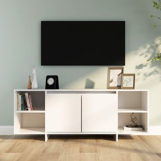 Berkfield Home TV Cabinet White 130x35x50 cm Engineered Wood | Size: 130 x 35 x 50 cm