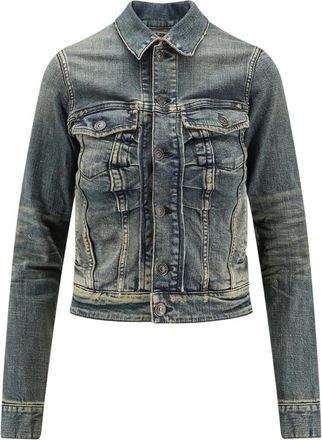 Balenciaga Rouche Profiel Katoenen Jas - Dames - Spijkerjassen - Blauw - S - Katoen - Jassen