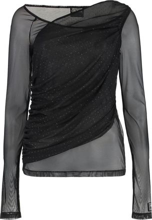 Versace Jeans Couture Black Round Neck Draped Top
