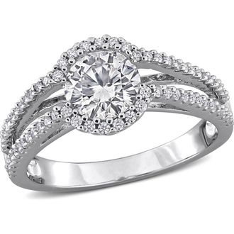 Delmar Dew Lab Created Moissanite Ring in Metallic Silver at Nordstrom Rack, Size 5