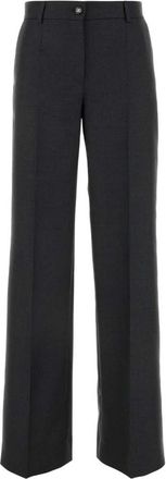 Dolce & Gabbana Graphite Wool Pant - Dames - Wijde Broeken - Grijs - S - Wol - Broeken