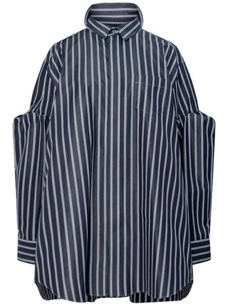 sacai Oversized Black Poplin Shirt with Unique Elbow Cut-Outs