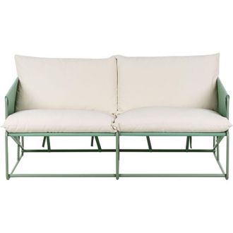 Beliani Divano basso oversize in metallo con cuscini verde Ponte