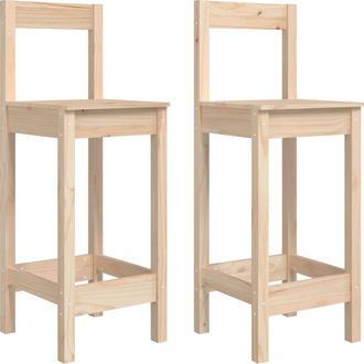 vidaXL Vidaxl - Taburetes Altos 2 Uds Madera Maciza De Pino 40x41,5x112 Cm