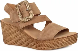 Gabor Womens Suede Platform Wedge Sandals In Brown