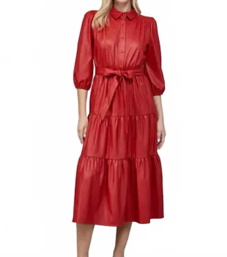Fate Brittany Midi Dress In Deep Red