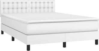 vidaXL Vidaxl - Cama Box Spring Con Colch&oacute;n Cuero Sint&eacute;tico Blanco 140x200cm