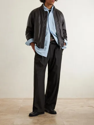 Barena Button-Down Collar Linen and Cotton-Blend Chambray Shirt