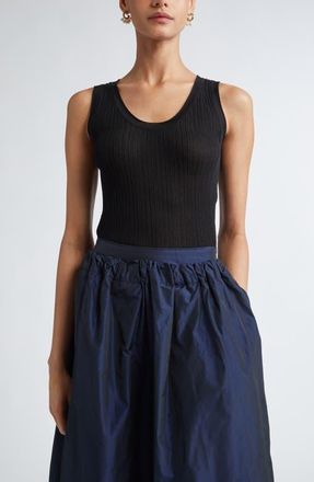 Nackiy&eacute; Fine Rib Organic Cotton Sweater Tank in Noir at Nordstrom, Size Medium
