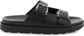 Ferragamo Double Strap Leather Sandals, Size 10