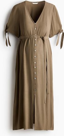 H&M MAMA Viskosekleid mit Bindeg&uuml;rtel - Khakigr&uuml;n