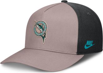 Nike Florida Marlins Cooperstown Rise Nike Mens MLB A-Frame Adjustable Hat in Brown | NB1A0KJ7FMV-LCD