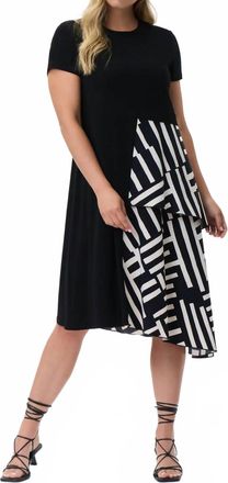 Joseph Ribkoff Soren Silky Knit Woven Midi Dress In Black/ White