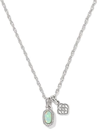 Kendra Scott Womens Mini Elisa Dira Necklace In Silver Green Opal