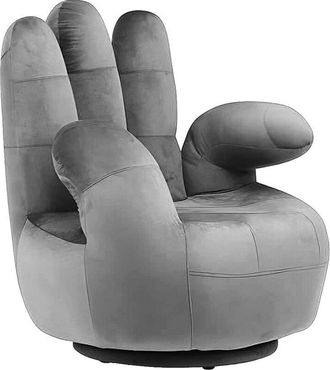 Vente-Unique Vente-unique - Poltrona a forma di mano girevole in velluto Antracite - catchy