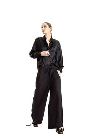 Cynthia Rowley Silk Button Up Shirt in Black at Nordstrom, Size X-Small