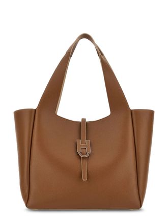 Hogan H-Buckle Calfskin Structured Tote Bag