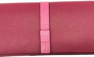 Loewe Black Pink Red Color Leather Chain/Shoulder Wallet (Pre-Owned)