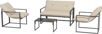 OUTSUNNY Set Da Esterno 4 Pezzi Con Divanetto, 2 Poltrone E Tavolino Beige